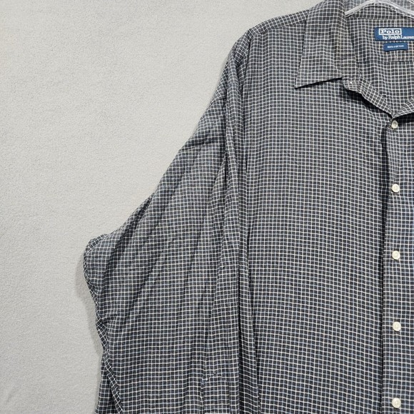 Polo Ralph Lauren Shirt Mens 3XB Black White Chekcer 100% Cotton Black Pony Vtg - Picture 7 of 16